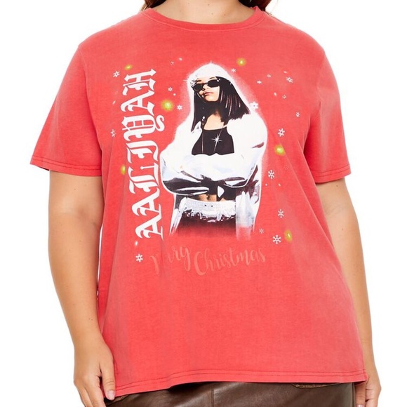 Forever 21 Plus Size Aaliyah Christmas Tee Holiday Merry Christmas Plus Size OX - Picture 1 of 4